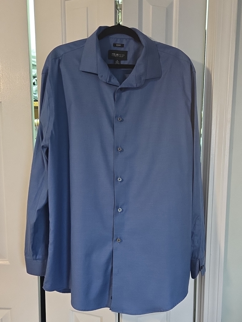 Kenneth Cole Solid Blue Long Sleeve Dress Shirt